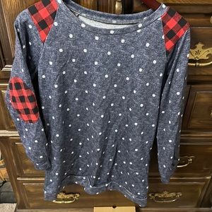 Polkadot and buffalo plaid sweater